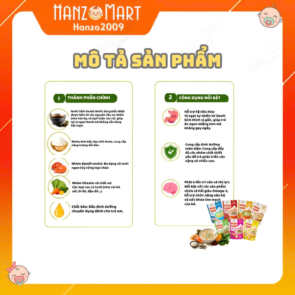 Cháo tươi papa dashi 240g ăn liền cho mọi lứa tuổi, thơm ngon nhiều hương vị, bổ dưỡng, an toàn thực phẩm - hanzo2009