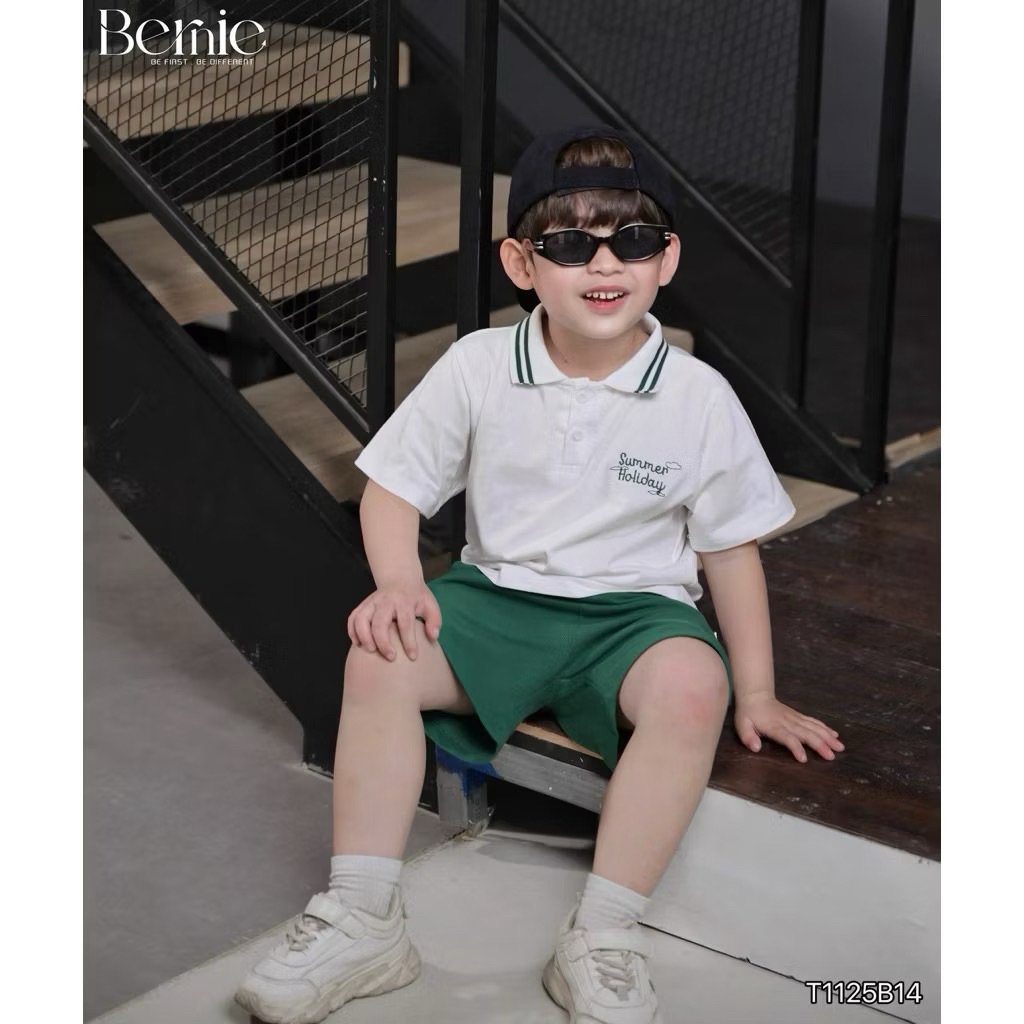 Bộ Quần Áo Bé Trai Mặc Hè Đi Học Đi Chơi Bernie Mềm Mại Thoáng Mát Size 80-140 (9-26kg)