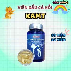 Viên dầu cá KAMT giàu Omega-3 dưỡng lông, da cho chó mèo - Túi 20 viên / Hộp 80 viên