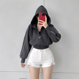 Áo Khoác Lửng Bigsize Nữ Dáng Ngắn Có Nón Túi Vải Mềm Dáng Thể Thao Cho Chubby KHOAC14