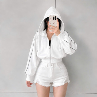 Áo Khoác Lửng Bigsize Nữ Dáng Ngắn Có Nón Túi Vải Mềm Dáng Thể Thao Cho Chubby KHOAC14