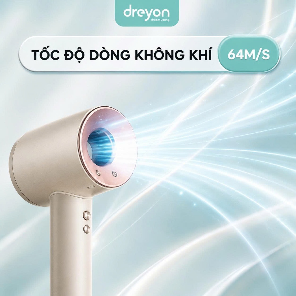Máy sấy tóc ion âm DREYON 110000 vòng/phút, sấy nhanh, giảm sơ rối, bảo vệ tóc hiệu quả