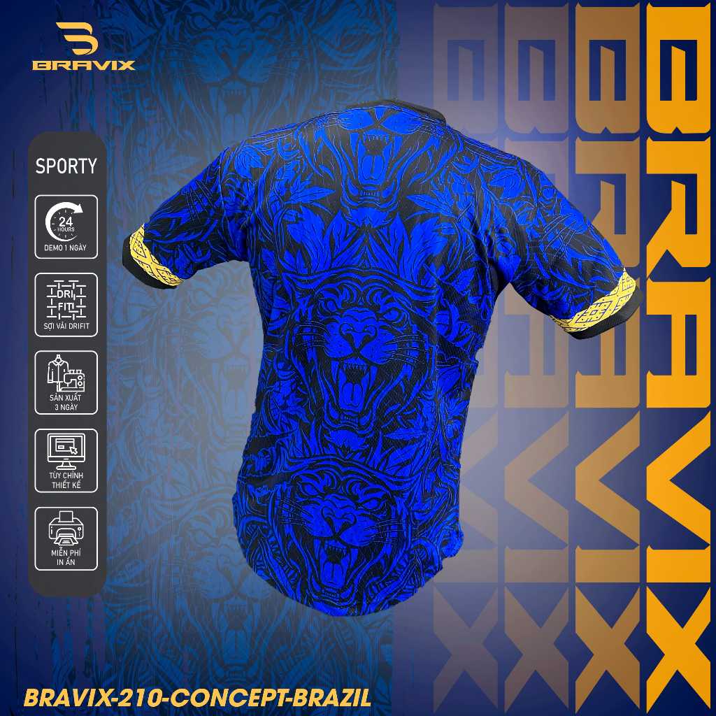 BRAVIX ÁO KHÔNG LOGO Samba Navy – Bộ Quần Áo Bóng Đá Thiết Kế Độc Quyền, Concept Riêng, Vải Mè Caro Dri-FIT Cao Cấp