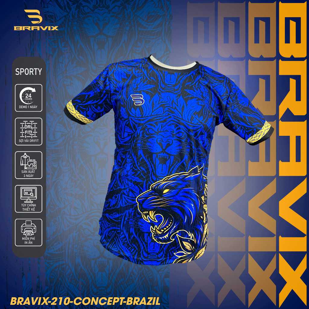 BRAVIX ÁO KHÔNG LOGO Samba Navy – Bộ Quần Áo Bóng Đá Thiết Kế Độc Quyền, Concept Riêng, Vải Mè Caro Dri-FIT Cao Cấp