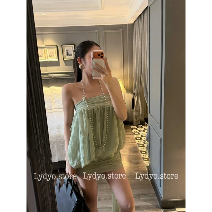 Set váy đầm quây cúp ngực sexy ôm body, phối chân váy dập ngăn ôm body dáng ngắn đi biển dự tiệc cưới sang chảnh vintage