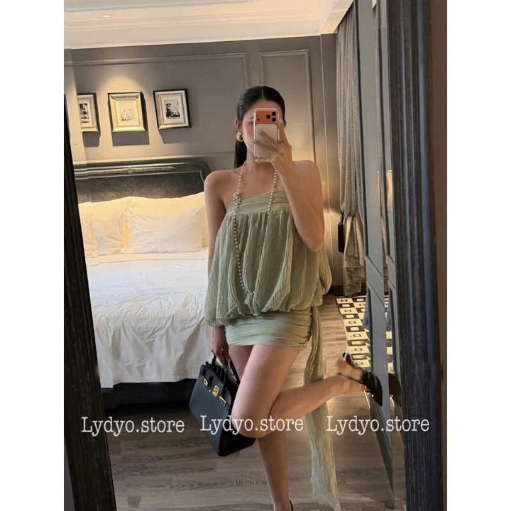 Set váy đầm quây cúp ngực sexy ôm body, phối chân váy dập ngăn ôm body dáng ngắn đi biển dự tiệc cưới sang chảnh vintage