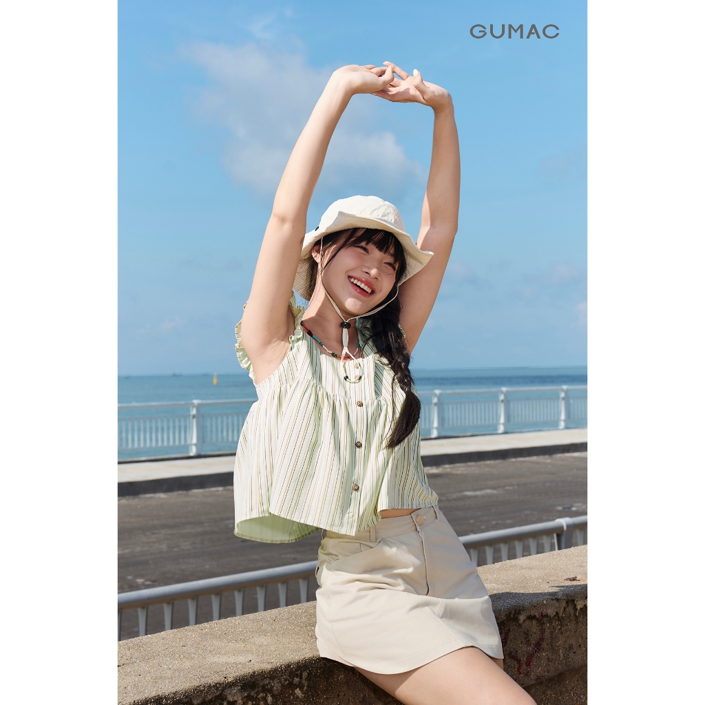 Áo Kiểu Nữ Gmorning - GUMAC Form Suông Sát Nách Chất Liệu Kate Sọc Thanh Lịch Trẻ Trung Phù Hợp Mùa Hè YAG06020