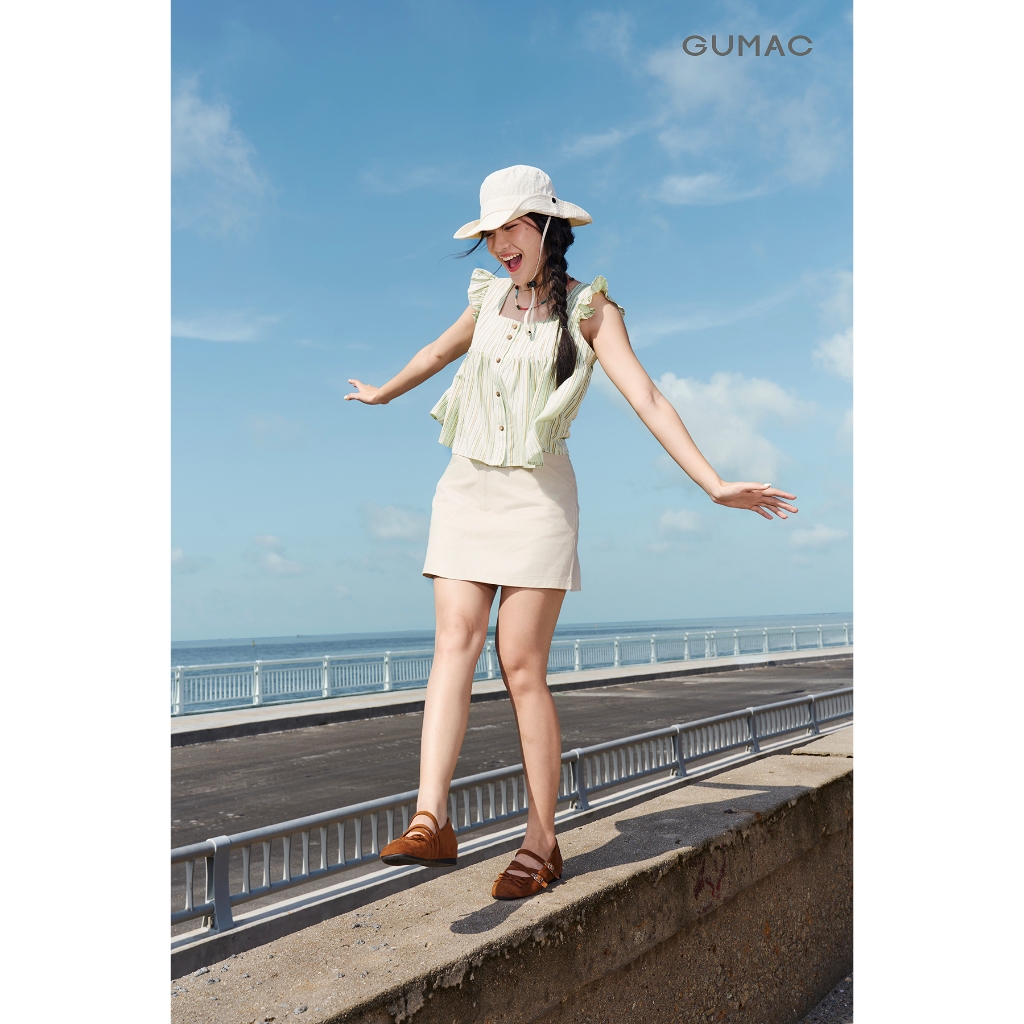 Áo Kiểu Nữ Gmorning - GUMAC Form Suông Sát Nách Chất Liệu Kate Sọc Thanh Lịch Trẻ Trung Phù Hợp Mùa Hè YAG06020