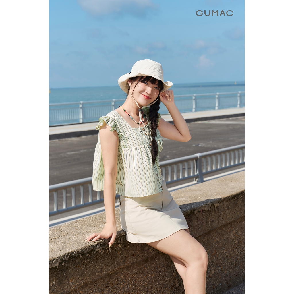 Áo Kiểu Nữ Gmorning - GUMAC Form Suông Sát Nách Chất Liệu Kate Sọc Thanh Lịch Trẻ Trung Phù Hợp Mùa Hè YAG06020