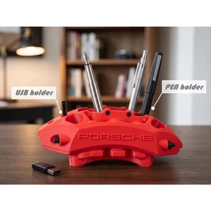 Hộp đựng bút và USB cùm phanh Porsche in 3D - Khay để đồ bàn làm việc, decor độc đáo cho fan xe hơi thể thao