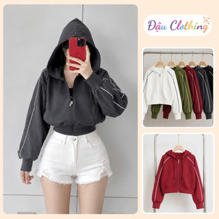 Áo Khoác Lửng Bigsize Nữ Dáng Ngắn Có Nón Túi Vải Mềm Dáng Thể Thao Cho Chubby KHOAC14
