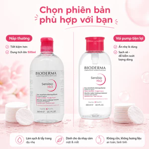 Nước Tẩy Trang Bioderma H2O 500ml Màu Hồng Làm Sạch Makeup Kem Chống Nắng, Nắp Thường & Pump