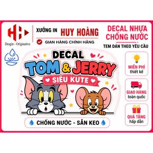 Decal Tom & Jerry 20cm Dán Ô Tô Xe Máy - Sticker Hoạt Hình Chống Nước Trang Trí Xe