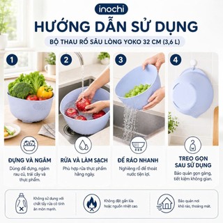 Bộ thau rổ sâu lòng Yoko Inochi 32cm – 3.6L, cao cấp, bền đẹp, tiện lợi cho nhà bếp