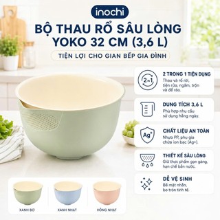 Bộ thau rổ sâu lòng Yoko Inochi 32cm – 3.6L, cao cấp, bền đẹp, tiện lợi cho nhà bếp