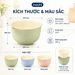 Bộ thau rổ sâu lòng Yoko Inochi 32cm – 3.6L, cao cấp, bền đẹp, tiện lợi cho nhà bếp