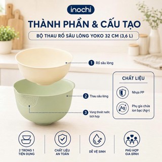 Bộ thau rổ sâu lòng Yoko Inochi 32cm – 3.6L, cao cấp, bền đẹp, tiện lợi cho nhà bếp