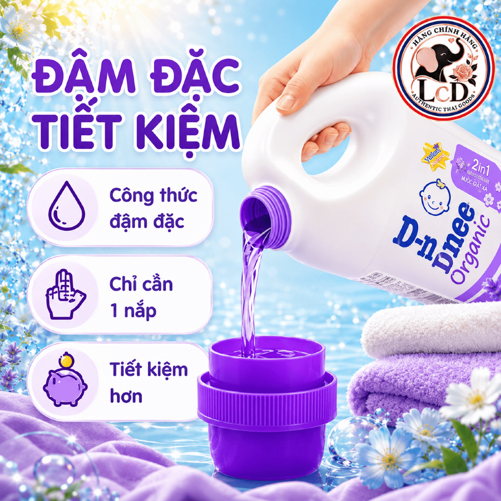 Hàng Nội Địa Nước Giặt Dnee Organic Thái Lan 2800ml Chính Hãng - Sạch Sâu, Thơm Lâu, Dịu Nhẹ Cho Da - [LcD STORE]
