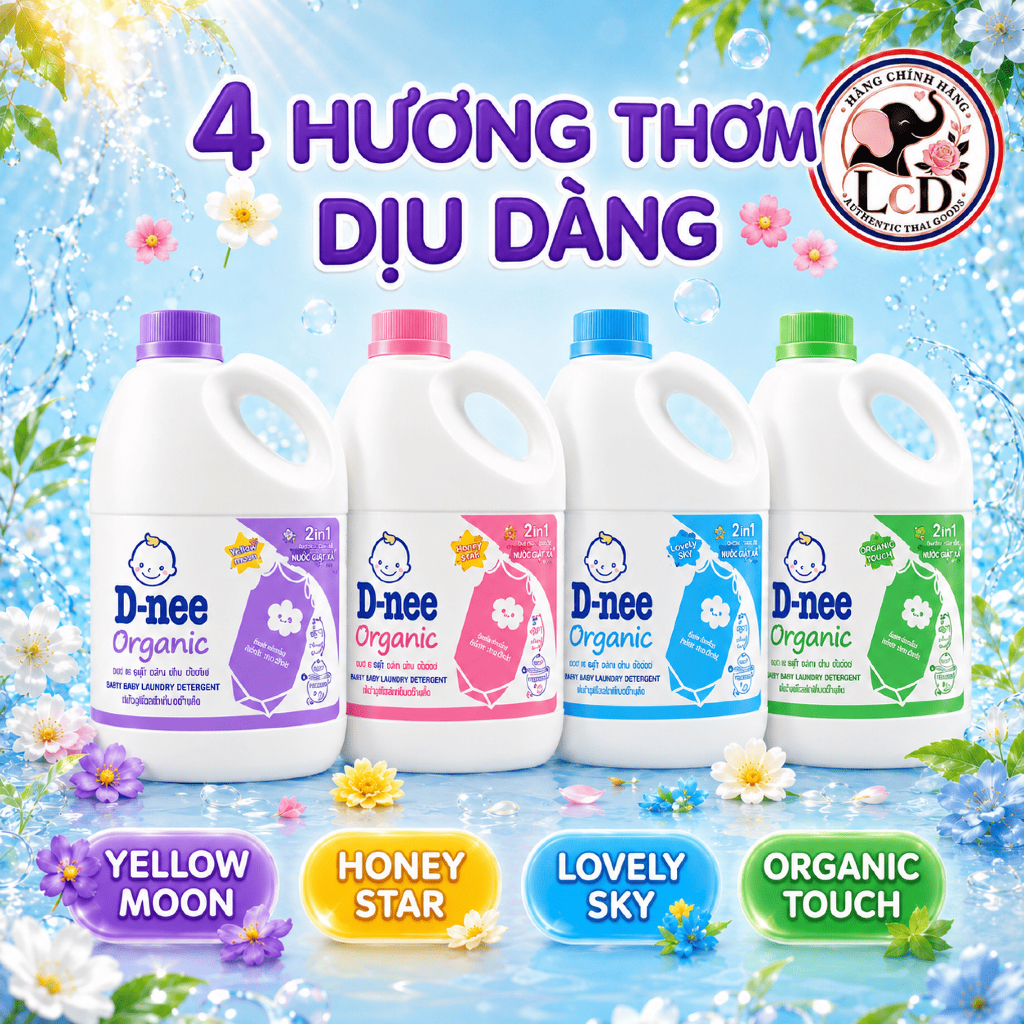 Hàng Nội Địa Nước Giặt Dnee Organic Thái Lan 2800ml Chính Hãng - Sạch Sâu, Thơm Lâu, Dịu Nhẹ Cho Da - [LcD STORE]