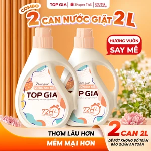 Can Nước Giặt Xả TopGia Hương Vườn Say Mê, Lưu Hương 72H, Đánh Bay Vết Bẩn An Toàn Cho Da, Can 2L