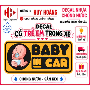 Decal Baby In Car 20cm Dán Ô Tô - Sticker Có Trẻ Em Trên Xe Chống Nước
