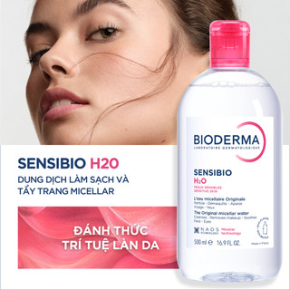 Nước Tẩy Trang Bioderma H2O 500ml Màu Hồng Làm Sạch Makeup Kem Chống Nắng, Nắp Thường & Pump