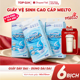 [TẶNG BÌNH GIỮ NHIỆT] Giấy vệ sinh cao cấp Melto TopGia 1000 tờ mềm mịn, tiện lợi an toàn