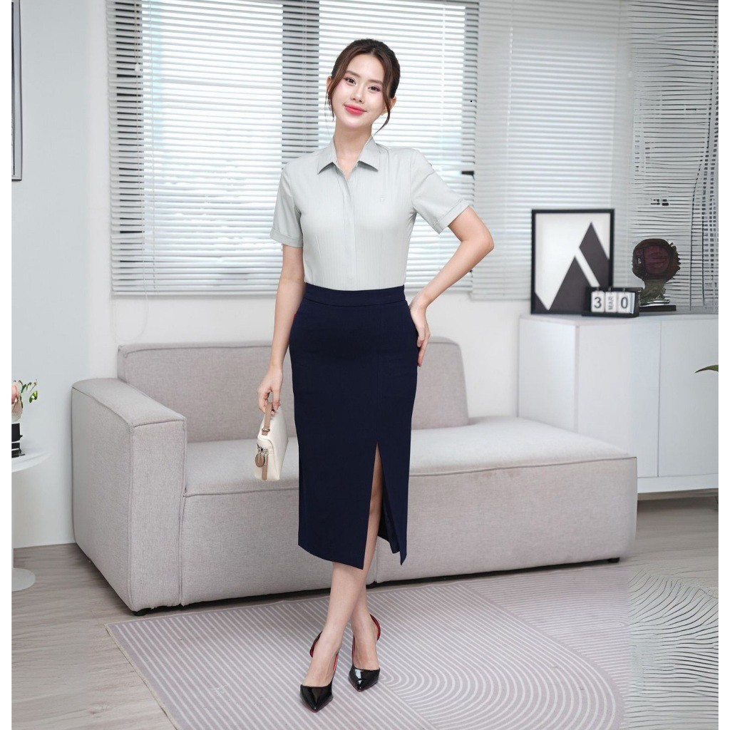 [ CHUẨN CTY ] Chân váy bút chì nữ 2 lớp 279 form bút chì ôm cạp cao xẻ trước chất liệu cao cấp Thái Hòa