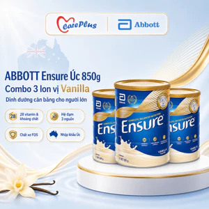 Sữa dinh dưỡng Abbott Ensure Úc 850g vị Vanilla combo 3 lon, 28 vitamin khoáng chất FOS