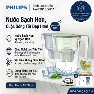 Bình Lọc Nước PHILIPS 3.4L AWP2811/2813/2921 Kèm Lõi Lọc / Bộ 3 Lõi Lọc Thay Thế AWP201 Chính Hãng