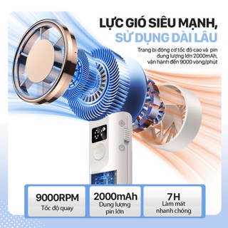 Robot Quạt Mini Cầm Tay HF02 Pin 2000mAh, 3 Tốc Độ Gió, Kích Thước Nhỏ Gọn