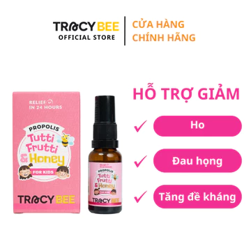 Keo ong xanh Tracybee Propolis Tutti Frutti&Honey 20ml–giảm đau rát họng,ho,viêm họng (vị trái cây)