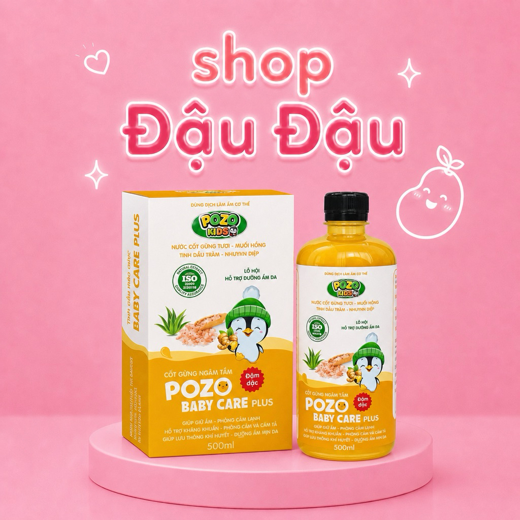 Nước cốt gừng, tràm, khuynh diệp, muối hồng himalaya  tắm bé Pozo Baby Care