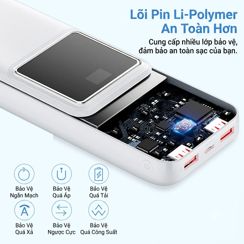 Pin Sạc Dự Phòng 20000mAh 22.5W Vention, Sạc Nhanh PD/QC,3 Cổng USB-A & USB-C, Dung Lượng Lớn, Được Mang Lên Máy Bay