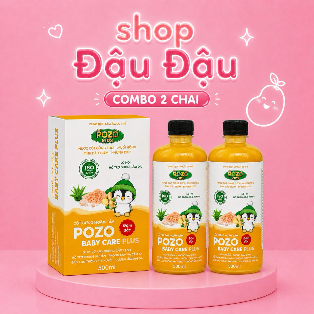 [Combo ]2 Chai Nước Cốt Gừng Ngâm Tắm Pozo Baby Care 500ml - Không Bã, Tiết Kiệm Hơn cho bé yêu