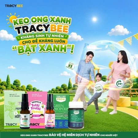 Keo ong xanh Tracybee Propolis Tutti Frutti&Honey 20ml–giảm đau rát họng,ho,viêm họng (vị trái cây)