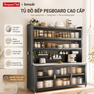 Tủ bếp cửa hai cánh thép carbon Kệ Nhà Bếp Đa Năng Bề mặt đá cẩm thạch giả Bảng Lỗ Pegboard