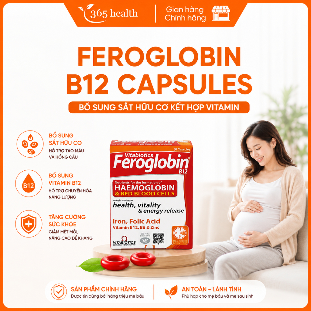 Viên sắt cho bà bầu Feroglobin B12- viên sắt hữu cơ bổ sung sắt, bổ máu cho bà bầu và người lớn