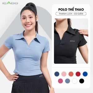 Áo Polo Nữ ICADO SA601 Chơi Pickleball Tennis Co Dãn 4 Chiều Thun Mát Lạnh Chống UV thế giới đồ tập