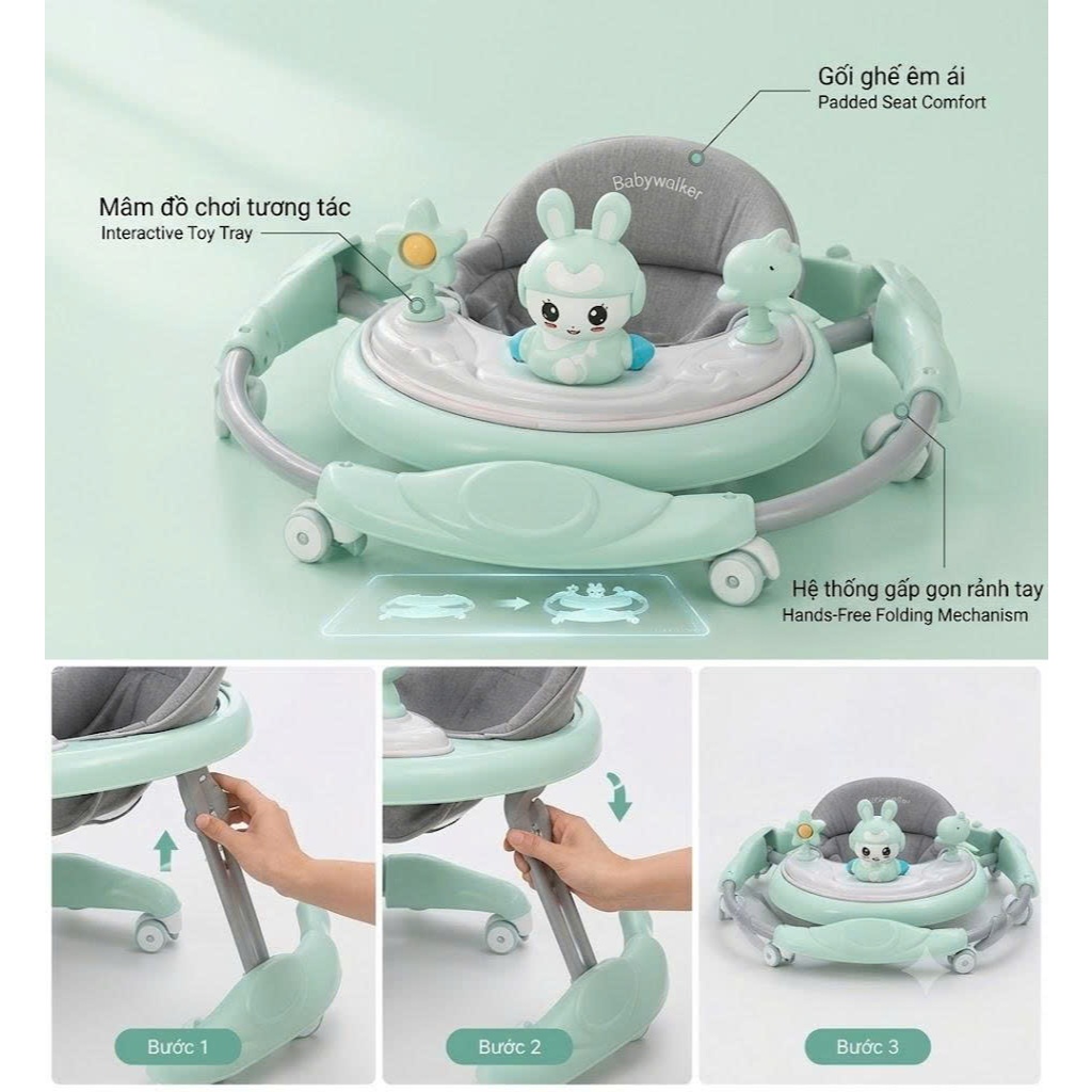Xe Tròn Tập Đi Samkids Có Bàn Ăn Dặm, có nhạc có đèn cho bé yêu