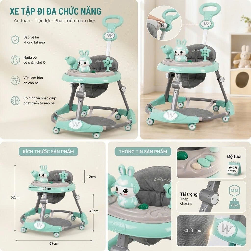 Xe Tròn Tập Đi Samkids Có Bàn Ăn Dặm, có nhạc có đèn cho bé yêu