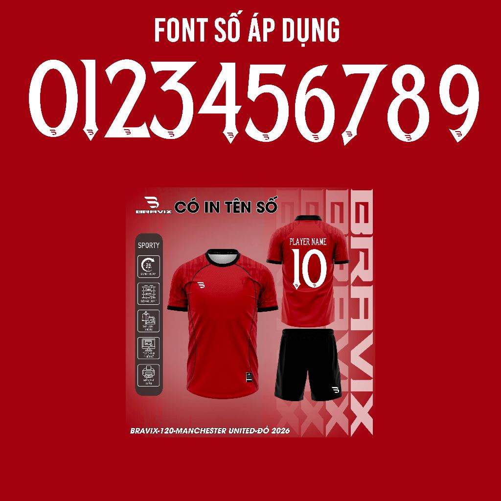 Bravix Bộ Quần Áo Bóng Thiết Kế - BST MU Concept  - Chất Liệu DRIFIT Cao Cấp Thấm Hút Mồ Hôi Tốt Size S-2XL
