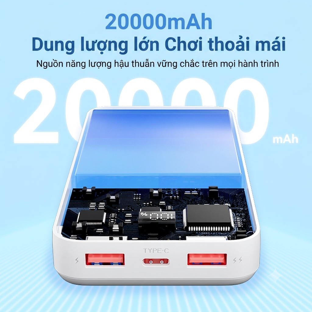 Pin Sạc Dự Phòng 20000mAh 22.5W Vention, Sạc Nhanh PD/QC,3 Cổng USB-A & USB-C, Dung Lượng Lớn, Được Mang Lên Máy Bay