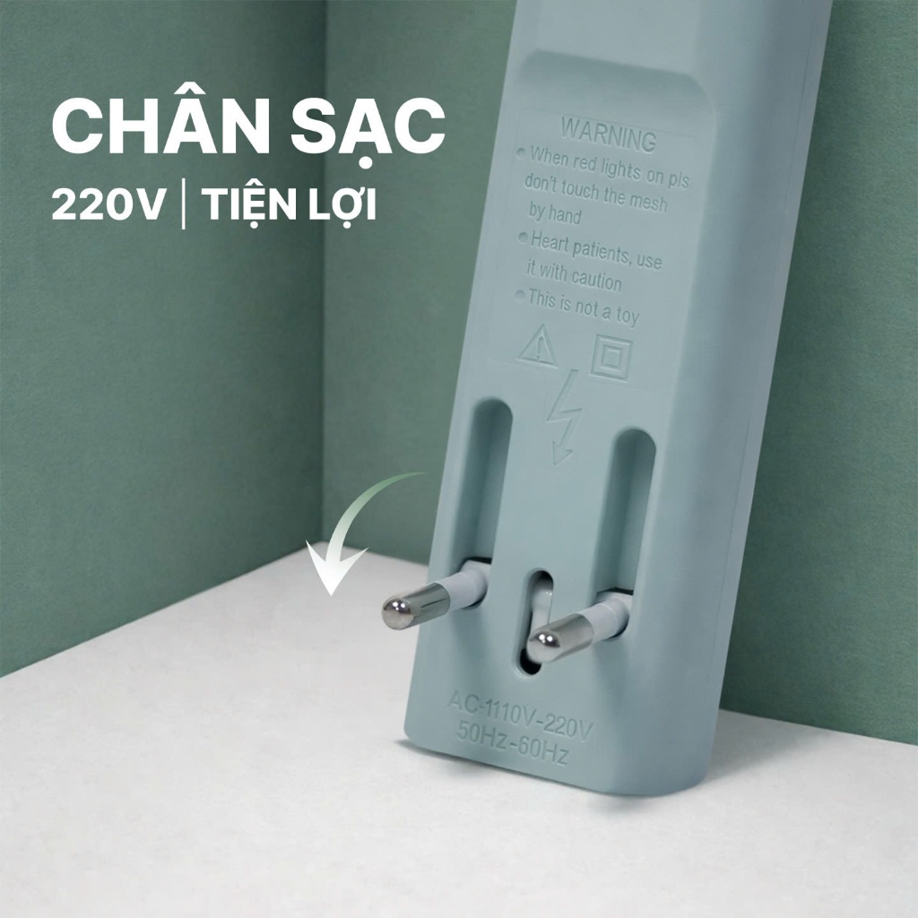 Vợt muỗi EA-ZG0001B, vợt bắt muỗi loại dùng pin sạc điện, chân sạc gấp gọn, có đèn led tiện lợi,ML68