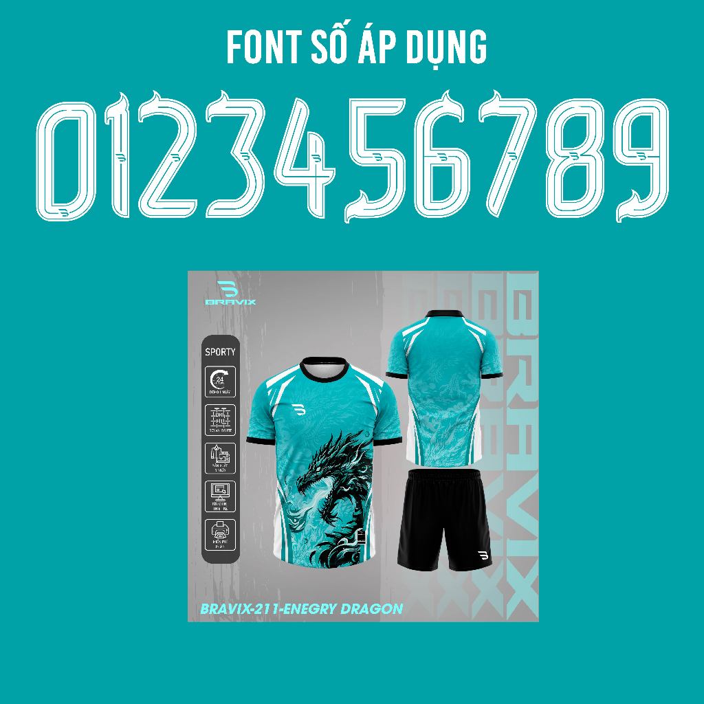 Bravix Bộ Quần Áo Bóng Đá Concept Energy Dragon Vải MÈ CARO DRIFIT Cao Cấp Thấm Hút Mồ Hôi Tốt Size S-2XL BRAVIX