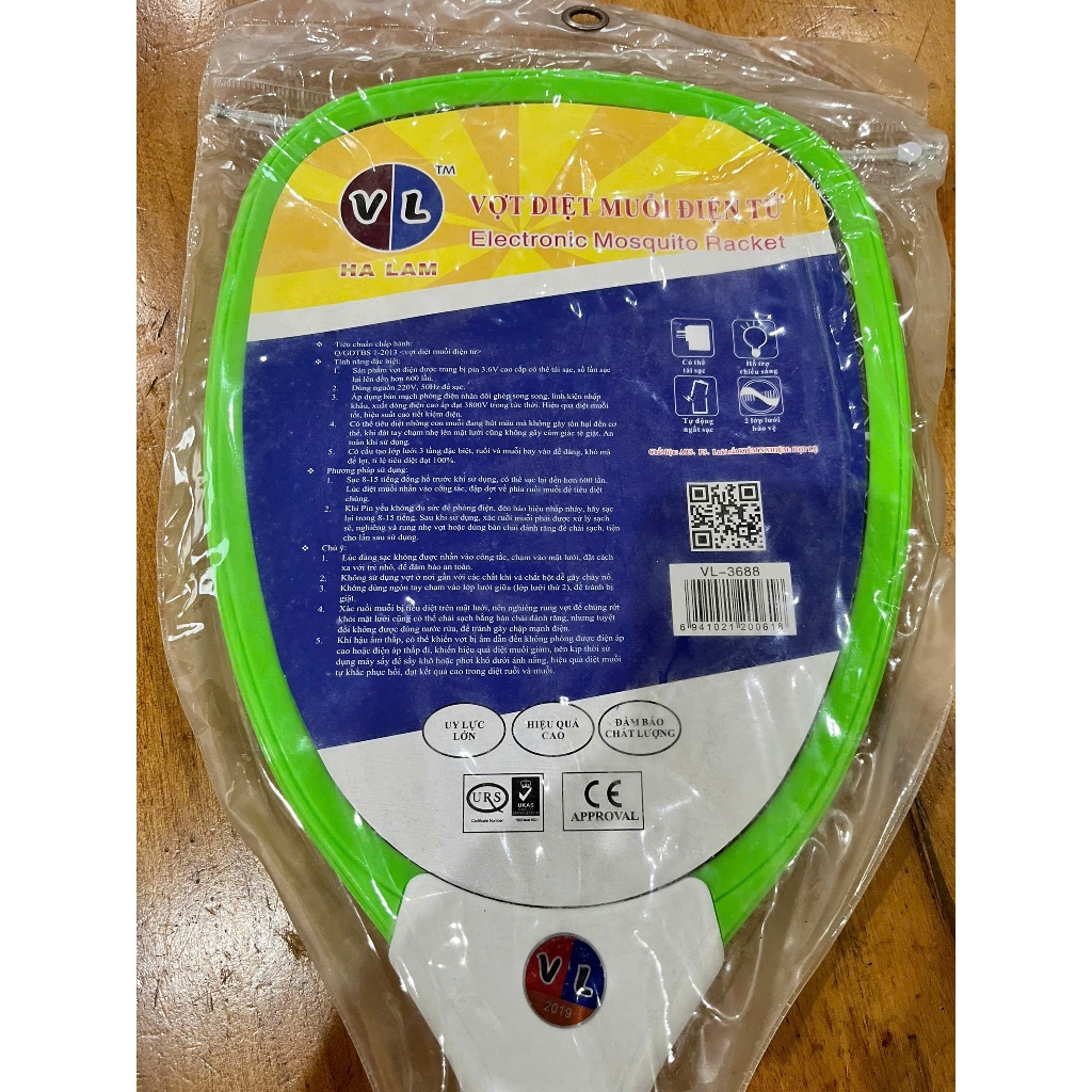 Vợt điện bắt muỗi có pin dự phòng cắm điện trực tiếp