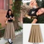Chân váy kaki xếp ly midi B.S.K* dư xịn (<55 kg).