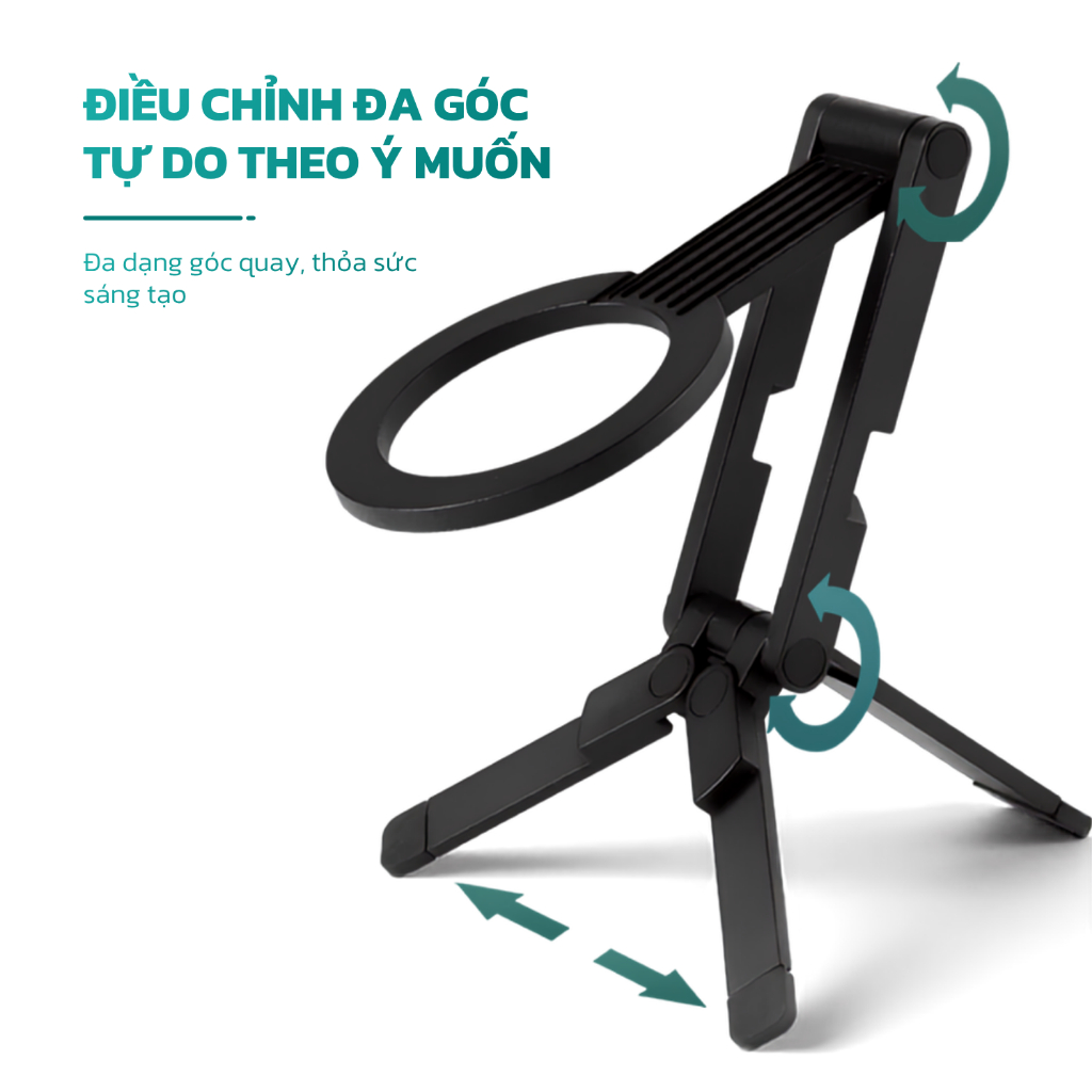 Giá đỡ điện thoại từ tính 3 chân MagSafe hợp kim nhôm – Gậy selfie gấp gọn bỏ túi đa năng 4 trong 1
