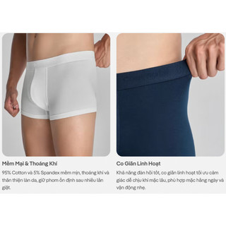 [MỚI]Combo Pack 5 Quần lót nam Trunk Cotton Co Giãn Origin mềm mại, co giãn, thấm hút Coolmate