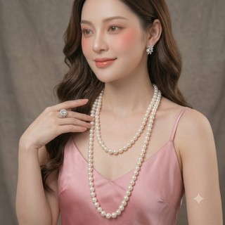 [ DAISYN ] N785 dây chuyền hạt ngọc trai nhân tạo 2 sợi 10 li vòng cổ ngọc trai nhân tạo sang trọng cho nữ